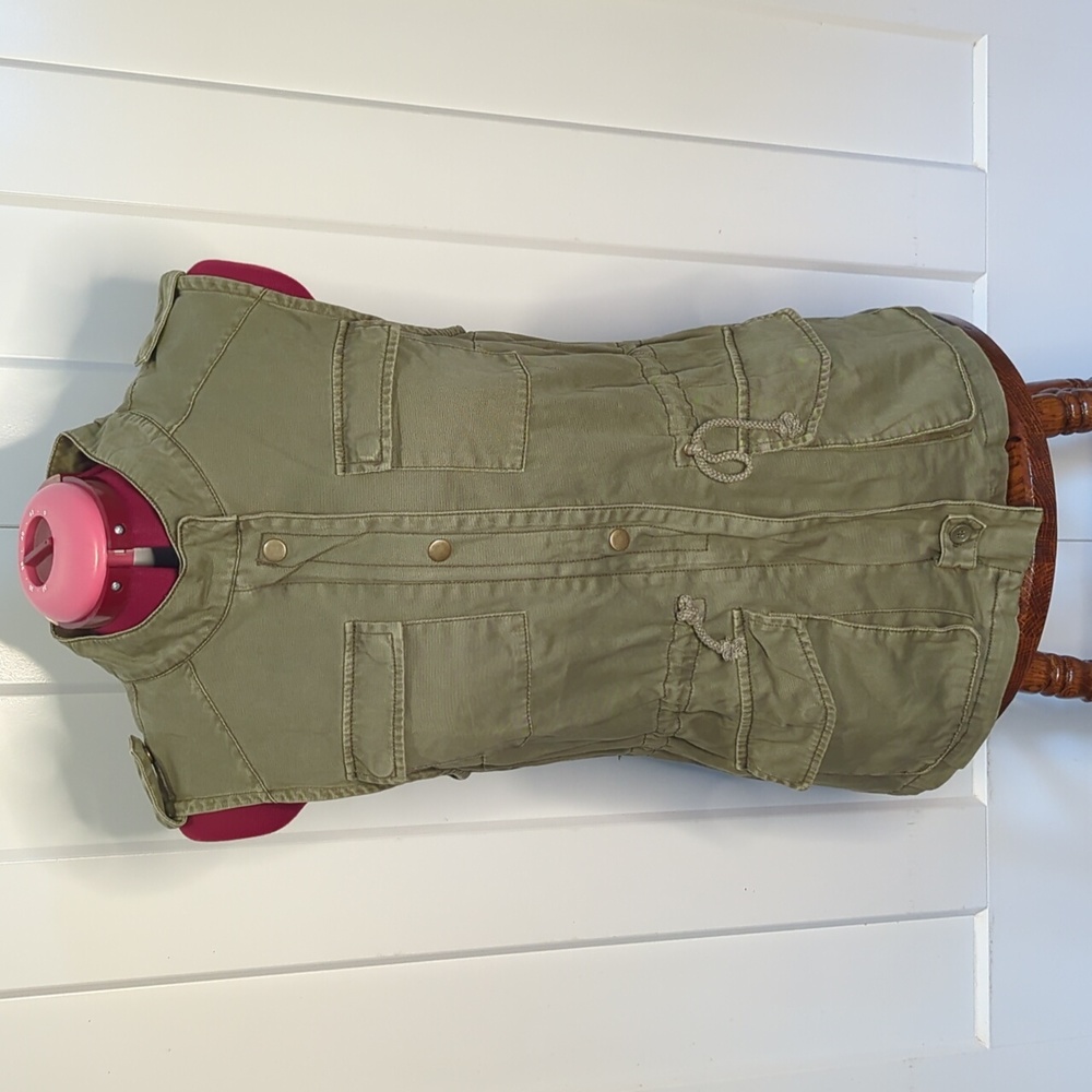 PerSe Khaki olive green military style jacket vest size Medium